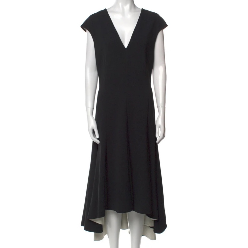 Black V-Neck High-Low Dress